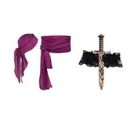 Mufeng Accessori Fazzoletto Spada Pirata E Pugnale Donna Costume Da Set 4 pezzi di strass bordeaux Taglia unica