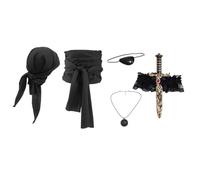 Mufeng Accessori Fazzoletto Spada Pirata E Pugnale Donna Costume Da Set 6 pezzi neri Taglia unica