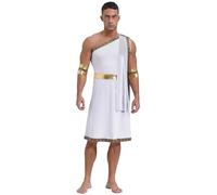 Mufeng Augustus Costume Dio Greco Uomo Vestito Prince Costume Romano Giulio Cesare Costume Imperatore Toga Vestaglia Costume Carnevale Halloween Abito Travestimenti A Bianco L