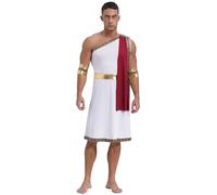 Mufeng Augustus Dio Greco Uomo Vestito Prince Romano Giulio Cesare Imperatore Toga Vestaglia Costume Carnevale Halloween Abito Travestimenti A Borgogna L