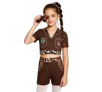Mufeng Bambina Costume Da Esploratrice Della Giungla Per Bambine Selvaggia | Abito Zookeeper,Due Pezzi Con Motivo Leopard,Shorts In Stile Esploratore Della Giungla,Gioco Di Ruolo,Travestimento