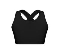 Mufeng Canotta Sportiva per Bambina Brassiere Bustino Reggiseno Sportivo Crop Top Corto da Ballo Jazz Danza Moderna Top per Fitness Palestra Ginnastica Yoga Nero 13-14 Anni