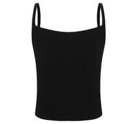 Mufeng Canottiera Bambina Spalla Stretta in Tinta Unita in Cotone Elasticizzato Magliette Intime Senza Manica Camicie Bretelle Crop Top Danza Classica Nero 10-14 Anni