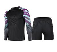 Mufeng Completo da Calcio Completo Academy Uomo Maglietta Protettiva Imbottita Maglia da Portiere Personalizzata + Pantaloncini Sportivi Goalkeeper Shorts Nero 4XL