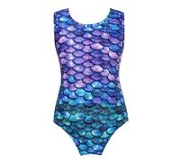 Mufeng Costume da Bagno Sportivo Un Pezzo Bambina Costumi Interi Body da Bagno con Stampa Sirena Bikini Tankini Spiaggia Piscina Swimsuit Beachwear Sirene 5-6 Anni
