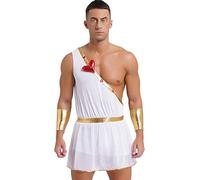 Mufeng Costume da Cupido Uomo Toga da Dio Greco Monospalla e Bracciali Costume da Eros Set di Angelo dell'amore Cosplay Carnevale San Valentine Halloween Bianco L