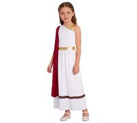 Mufeng Costume da Dea Greca Ateniese Bambina Costume Imperatrice Romana Monospalla Vestito Regina Egiziana Cosplay per Feste di Carnevale Halloween Natale Borgogna 9-10 anni