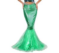 Mufeng Costume da Principessa Sirena per Donna Gonna a Coda di Sirena con Paillettes Maxi Gonna per Carnevale Halloween Costume di Danza del Ventre Verde S