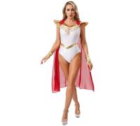 Mufeng Costume Dea Greca Donna Vestito Romana Antica per Halloween Carnevale Abito Storico Costume da Guerriera Romana Costumi da Imperatrice Rosso L