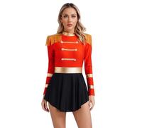 Mufeng Costume Majorette per Donna Costume Domatrice Presentatrice del Circo Body Ringmaster Costumi di Natale di Soldatino Cosplay Carnevale Halloween Rosso XXL