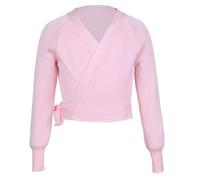 Mufeng Maglia Lavato a Mano Bambina Danza Classica Maglioncino da Balletto Crop Top da Ballo Ginnastica Cotone Maglione da Danza Maniche Lunghe Scaldacuore Ballerina Rosa 7-8 Anni
