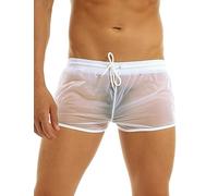 Mufeng Pantaloncini Trasparente Uomo NeroBianco Corsa Corti Shorts Palestra Slip Ragazzo Prospettiva Bikini da Mare Spiaggia Nuoto Casual Copribikini Bodybuilding Bianco L