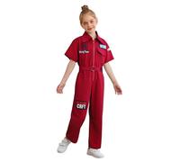Mufeng Ragazze Salopette Tuta Intera da Lavoro Jumpsuit Casual a Manica Corta Bodysuit Tuta Meccanici Gommisti PostalePantaloni Cargo per Tempo Libero Vacanza Rosso 3-4 Anni