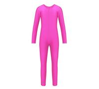 Mufeng Tuta Intera Bambina Aderente Manica Lunga Jumpsuit a Cerniera Body da Ginnastica Pattinaggio Artistico Leotard Danza Calssica Bodysuit Tinta Unita Rosa rosso 3-4 anni