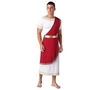 Mufeng Uomo Augustus Costume Romano Giulio Cesare Dio Greco Toga Vestaglia di Carnevale Halloween Fancy Dress Travestimento Borgogna XL
