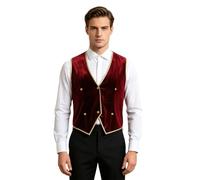 Mufeng Uomo Giacca Del Direttore Del Circo Gilet Lungo Vintage Giacca Con Coda Costumi Il Gioco Ruolo Mago Gilet Smoking Gentiluomo Natale Rosso XL