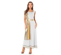Mufeng Vestito Cosplay della Dea Greca Antica delle Donne Tunica per Feste Romane e Greche Toga Vestaglia Senza Manica Costume da Imperatrice per Carnevale Oro L