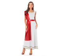 Mufeng Vestito Cosplay della Dea Greca Antica delle Donne Tunica per Feste Romane e Greche Toga Vestaglia Senza Manica Costume da Imperatrice per Carnevale Bianco L