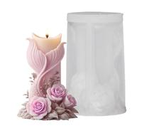 Muffa della candela della coda della del silicone, muffa del sapone | Stampo in silicone 3D per candele, design a coda di sirena e fiore, strumento riutilizzabile per colata in resina epossidica