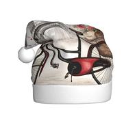 MUFLVDX Amore Parigi Torre Caffè Vino Profumo Bicicletta Cuore Stampa Cappello di Natale Adulti, Cappello di Babbo Natale Per Donne E Uomini, Per Natale Capodanno Vacanze Feste Forniture