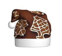 MUFLVDX Biscotti di zenzero stampa cappello di Natale per adulti, cappello di Babbo Natale per donne e uomini, per Natale Capodanno forniture per feste per feste