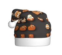 MUFLVDX Biscotti di zenzero stampa cappello di Natale per adulti, cappello di Babbo Natale per donne e uomini, per Natale Capodanno forniture per feste per feste