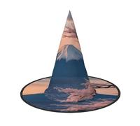 MUFLVDX Giappone Monte Fuji Paesaggio Stampa Halloween Cappello Strega Adulto Halloween Cappello Costumi Cappelli Streghe Decorazione Festa di Halloween