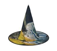 MUFLVDX Irlanda All'aperto Contea di Clare Le scogliere Stampa Halloween Cappello Strega Adulto Cappello di Halloween Costumi Cappelli Streghe Decorazione Festa di Halloween