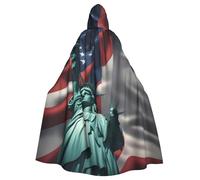 MUFLVDX Statua della Libertà Unisex con Cappuccio Cappotto con Cappuccio Halloween Fantastico Cosplay Costume da Strega Adulto Mantello Festa Mantello