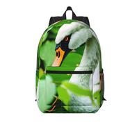 MUFLVDX Swan Green Leaves Zaino da viaggio elegante con stampa di foglie verdi, borsa per computer portatile, zaino da lavoro, nero, taglia unica, Nero, One Size