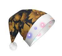MUFLVDX Un sacco di cappello di Natale con stampa floreale d'oro,Cappello da Vacanza Per Adulti,Cappello Babbo Natale Classico unisex,Copricapo per Festa di Natale Capodanno