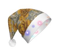 MUFLVDX Un sacco di cappello di Natale con stampa floreale d'oro,Cappello da Vacanza Per Adulti,Cappello Babbo Natale Classico unisex,Copricapo per Festa di Natale Capodanno