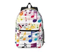 MUFLVDX Zaino da viaggio elegante con stampa di note musicali colorate,Borsa per laptop multi-scomparti,Zaino aziendale, Nero, Taglia unica, Nero, One Size