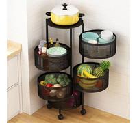 mufsceku Cesto rotante per frutta da cucina, cestino rotante circolare a 3/4/5 livelli con coperchio superiore, ripiano in filo metallico per frutta e verdura con ruote, grande scaffale, carrello