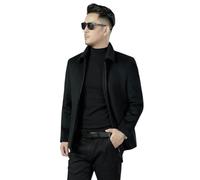 MUFURONG Giacca casual da uomo autunno/inverno di mezza età double-face in cashmere-lana rovesciata, Nero , L