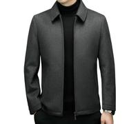 MUFURONG Giacca casual da uomo in lana spessa rovesciata autunno/inverno, grigio, S