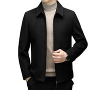MUFURONG Giacca casual da uomo in lana spessa rovesciata autunno/inverno, Nero , XL