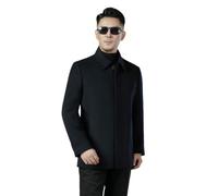 MUFURONG Giacca casual invernale da uomo in lana cashmere spessa double face rovesciata, Blu scuro Navy, L