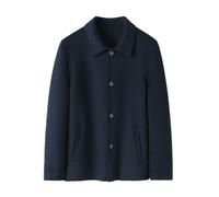 MUFURONG Giacca corta casual da uomo autunno/inverno double face in cashmere-lana rovesciata, Blu scuro scuro, S