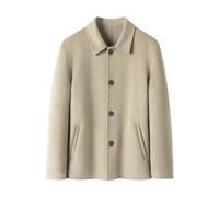 MUFURONG Giacca corta casual da uomo autunno/inverno double face in cashmere-lana rovesciata, cachi, M