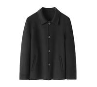 MUFURONG Giacca corta casual da uomo autunno/inverno double face in cashmere-lana rovesciata, Nero , M