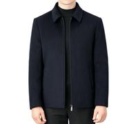 MUFURONG Giacca da uomo con cerniera rovesciata in cashmere double face spessa autunno/inverno, Blu scuro, M