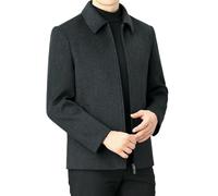 MUFURONG Giacca da uomo con cerniera rovesciata in cashmere double face spessa autunno/inverno, grigio, S