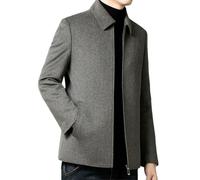 MUFURONG Giacca da uomo in lana double face rovesciata corta autunno/inverno, cachi, L