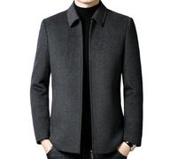 MUFURONG Giacca da uomo in lana double face rovesciata corta autunno/inverno, grigio, L