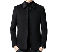 MUFURONG Giacca da uomo in lana double face rovesciata corta autunno/inverno, Nero , M