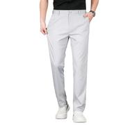 MUFURONG Pantaloni casual affusolati versatili da uomo estivi in lino sottile, Beige-a01, 48