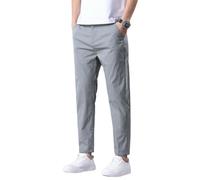 MUFURONG Pantaloni casual da uomo estivi sottili in seta ghiaccio nove decimi alla moda versatili affusolati, grigio, 52