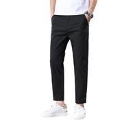 MUFURONG Pantaloni casual da uomo estivi sottili in seta ghiaccio nove decimi alla moda versatili affusolati, Nero , 46