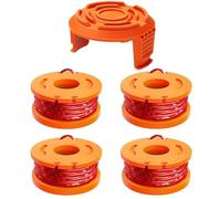 MUFUSHAN 4 bobine per tagliaerba WA0004.1 con 1 copertura per bobina, compatibile con tutti i tagliaerba Worx con 20 V, Φ1,65 mm/3 m, bobina di filo WG157E.9 / WG163E .9 / WG173E.9 / WG173E.9
